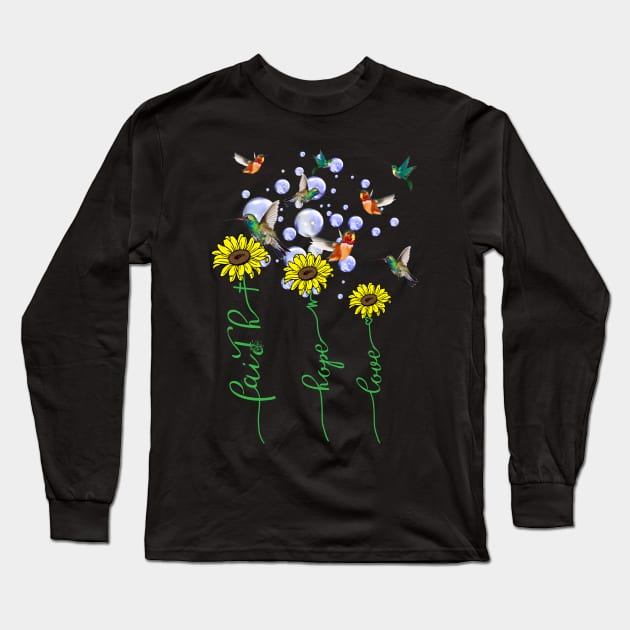 Faith Hope Love Sunflower Costume Gift Long Sleeve T-Shirt by Pretr=ty